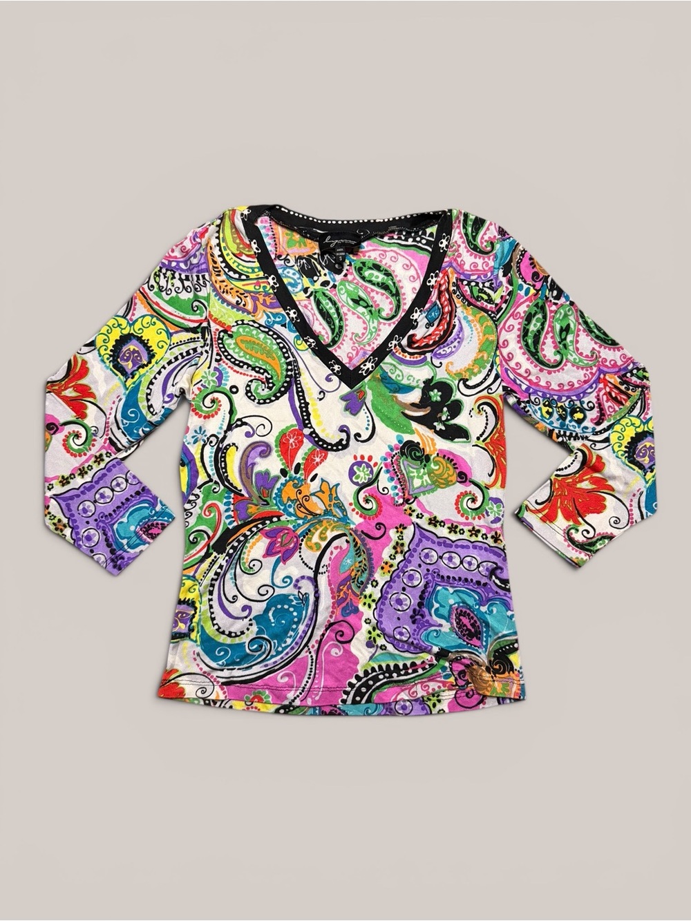 Women’s Multicolor Paisley V-Neck Top